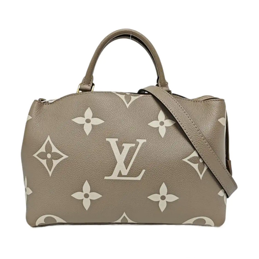 LOUIS VUITTON PALAIS Small Elephant Grey Leather Monogram Damier Ebene Shoulder Bag Tote Bag Crossbody Golden Hardware Removable Shoulder Strap-(SKU)-968594862