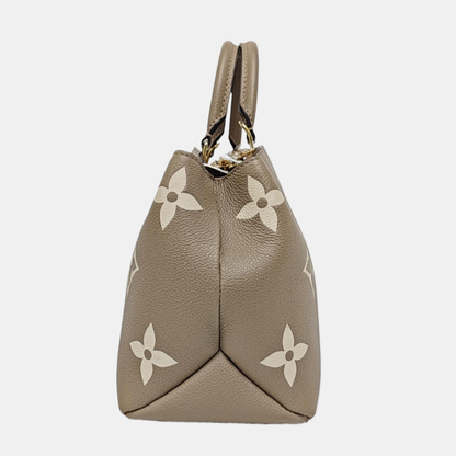 LOUIS VUITTON PALAIS Small Elephant Grey Leather Monogram Damier Ebene Shoulder Bag Tote Bag Crossbody Golden Hardware Removable Shoulder Strap-(SKU)-968594862