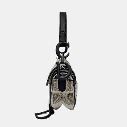 DIOR Saddle Mini Multicolor Calfskin Embroidered Saddle Bag Handbag Black Hardware-(SKU)-968867584