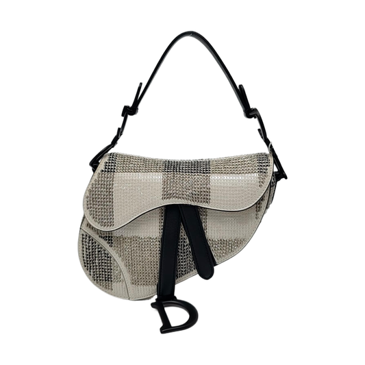 DIOR Saddle Mini Multicolor Calfskin Embroidered Saddle Bag Handbag Black Hardware-(SKU)-968867584