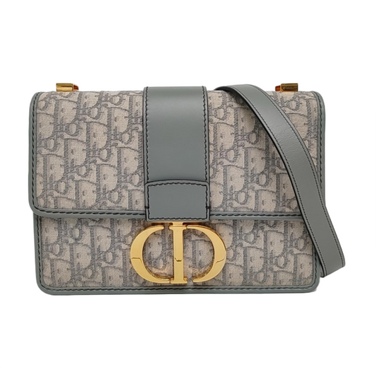 DIOR 30 Montaigne Light Gray Canvas Monogram Embroidered Montaigne Bag Crossbody Shoulder Bag Gold Hardware Removable Strap-(SKU)-968741552