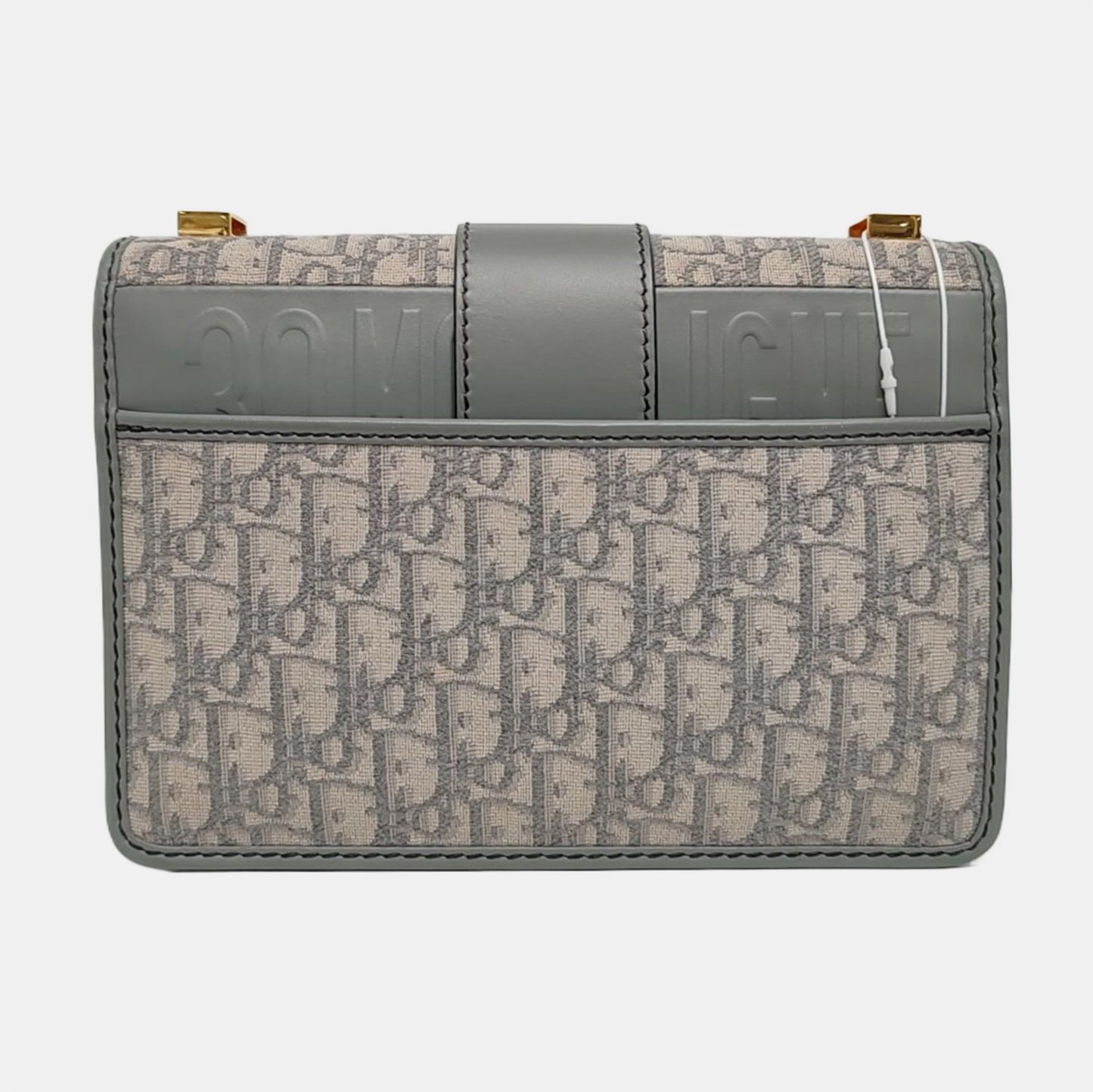 DIOR 30 Montaigne Light Gray Canvas Monogram Embroidered Montaigne Bag Crossbody Shoulder Bag Gold Hardware Removable Strap-(SKU)-968741552
