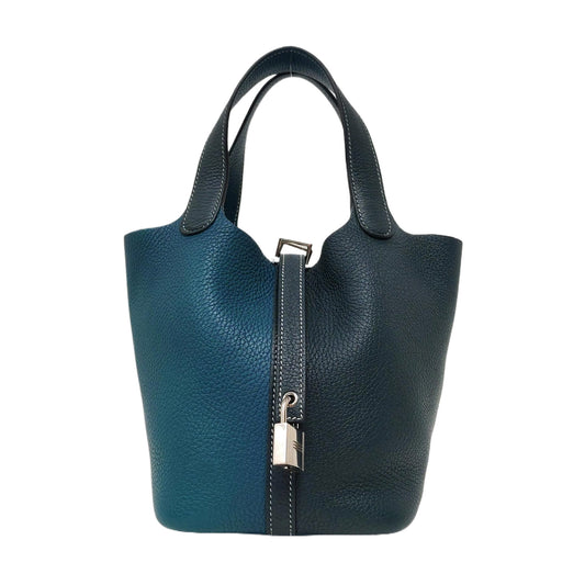 HERMÈS Picotin Lock 18 Patchwork Clemence Leather Basket Shoulder Bag with Silver Hardware and Y Stamp-(SKU)-963232585