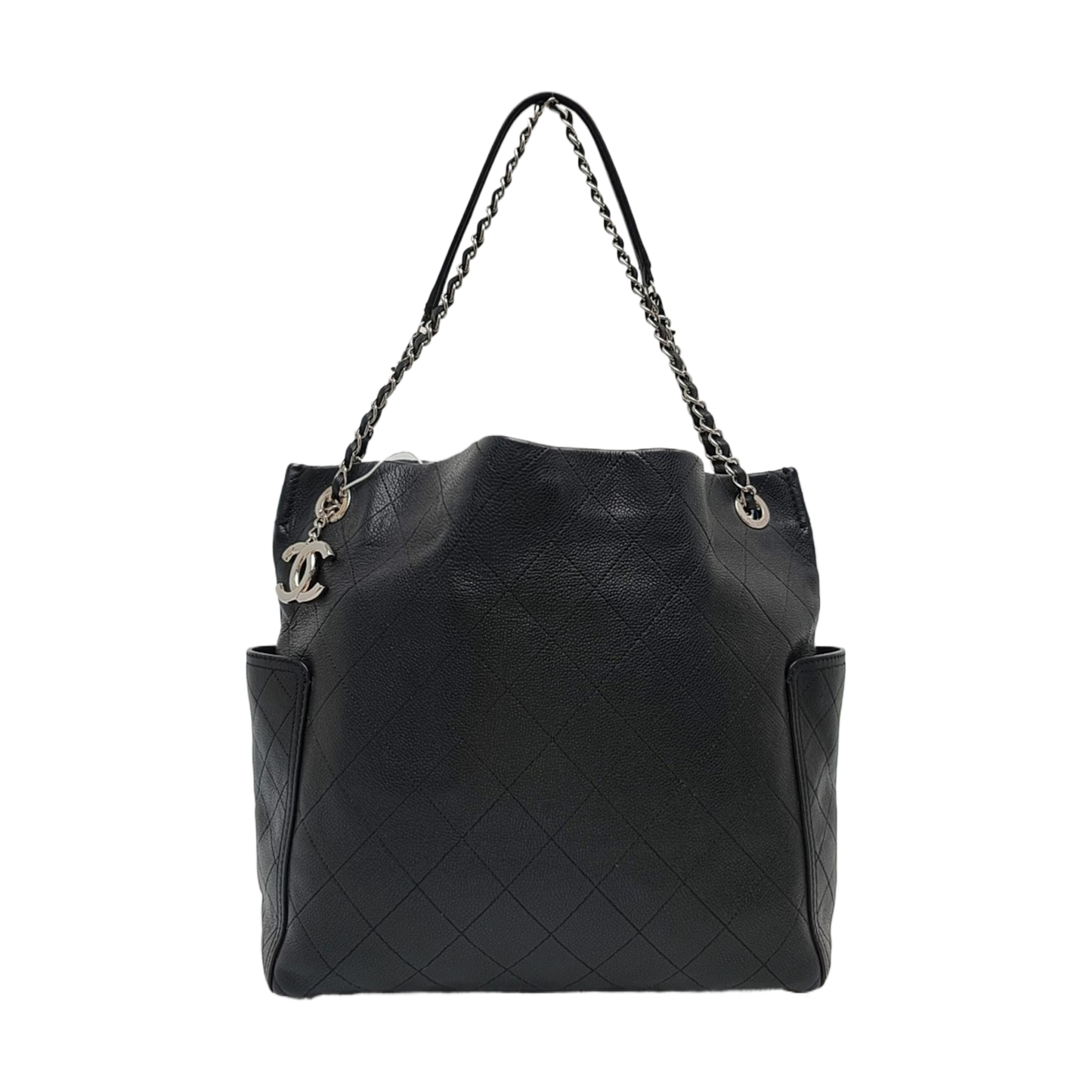 CHANEL CC POCKET Black Calfskin Quilted Handbag Silver Hardware 19 Clasp-(SKU)-968860530