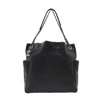 CHANEL CC POCKET Black Calfskin Quilted Handbag Silver Hardware 19 Clasp-(SKU)-968860530