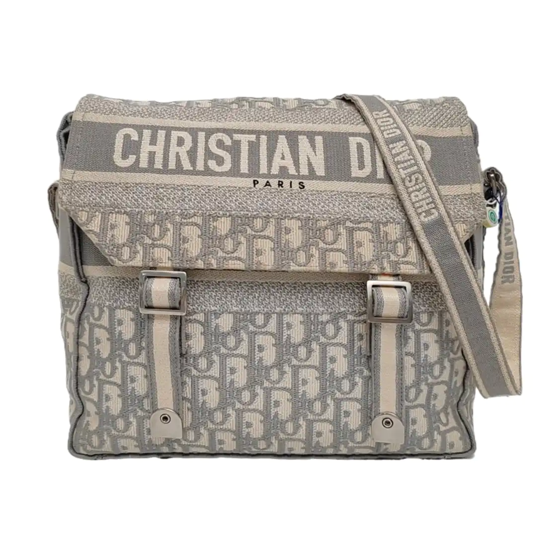DIOR Diorcamp Grey Canvas Monogram Crossbody Bag Single Shoulder Bag Silver Hardware-(SKU)-968970335