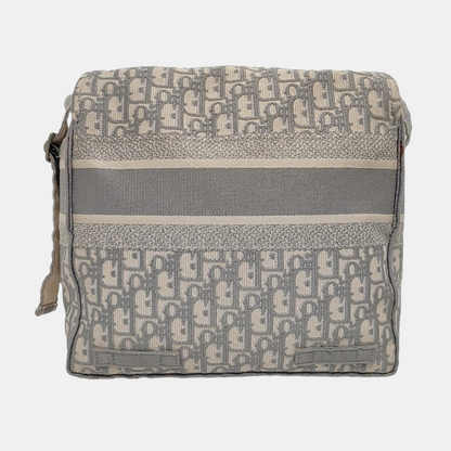 DIOR Diorcamp Grey Canvas Monogram Crossbody Bag Single Shoulder Bag Silver Hardware-(SKU)-968970335