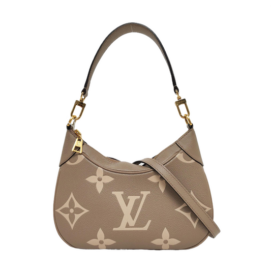 LOUIS VUITTON BAGATELLE Grey Calfskin Embossed Shoulder Bag Tote Bag Crossbody Bag Golden Hardware 2 Removable Straps-(SKU)-969149113