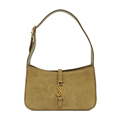 YSL LE 5 À 7 Yellow Green Velvet Embossed Single Shoulder Bag and Tote with Gold Hardware-(SKU)-969149254