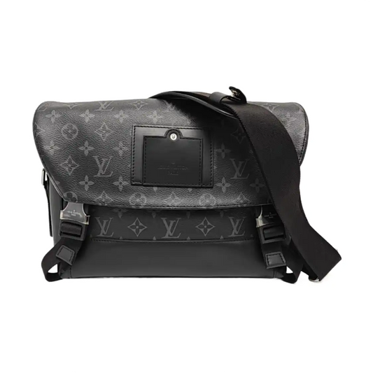 LOUIS VUITTON VOYAGER Small Black Coated Canvas Monogram Messenger Bag Crossbody Bag Shoulder Bag Silver Hardware Complete Accessories-(SKU)-969042134