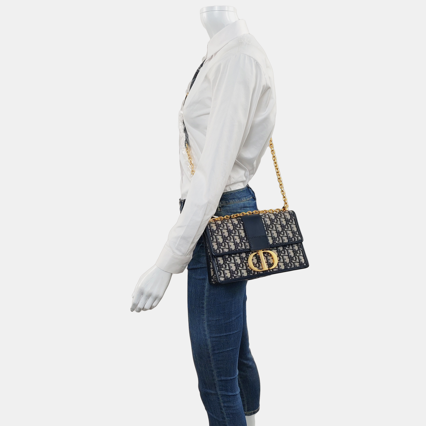 DIOR 30 Montaigne Small Size Beige Canvas Monogram Quilted Montaigne Bag Crossbody Shoulder Bag with Gold Hardware-(SKU)-969086454