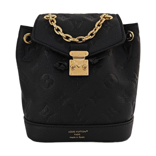 LOUIS VUITTON NOÉ Black Calfskin Monogram Embossed Backpack with Detachable Strap and Golden Hardware, 2 Straps-(SKU)-968793367