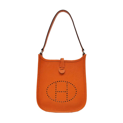 HERMÈS Evelyne TPM Hermes Orange Epsom Calfskin Evelyne Handbag Single Shoulder Bag Crossbody Bag Silver Hardware 🄸 Stamped-(SKU)-969044351