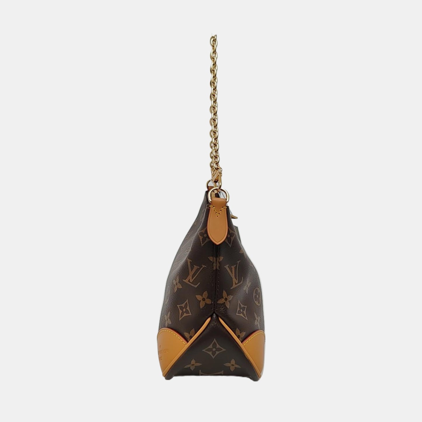 LOUIS VUITTON BOULOGNE Brown Coated Canvas Monogram Horn Bag Single Shoulder Bag Tote Bag Crossbody Bag with Gold Hardware and 2 Detachable Shoulder Straps-(SKU)-969109730