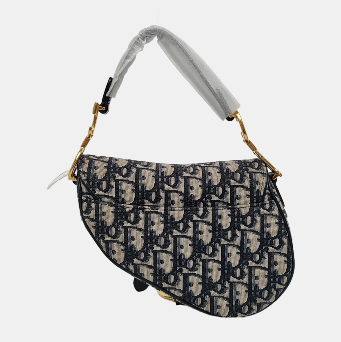 DIOR Saddle Blue Canvas Monogram Saddle Bag Handbag Shoulder Bag Crossbody Bag with Gold Hardware Removable Strap-(SKU)-969434186