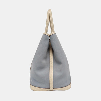 HERMÈS Garden Party 36 Linen Blue Canvas Garden Bag Handbag Silver Hardware X-(SKU)-968910580