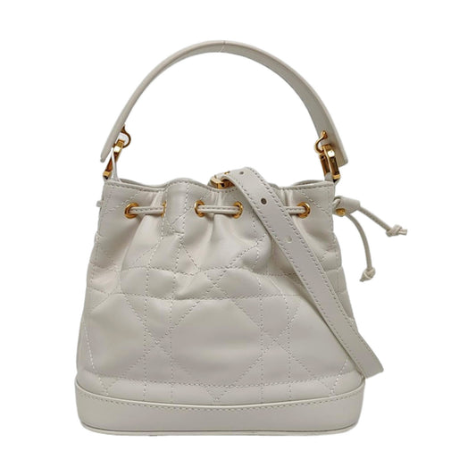 DIOR Jolie White Calfskin Matelassé Shoulder Bag Crossbody Bag Handbag Golden Black Hardware Removable Strap Complete Accessories-(SKU)-969151784