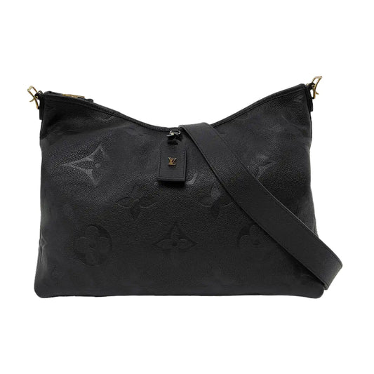 LOUIS VUITTON CARRYALL Medium Black Leather Monogram Crinkle Samurai Shoulder Bag Tote with Gold Hardware and Removable Strap-(SKU)-963988970