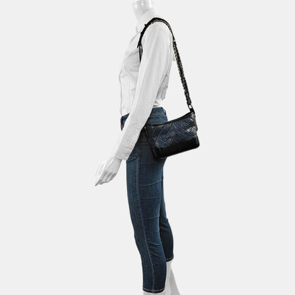 CHANEL GABRIELLE Small Size Dark Blue Leather Quilted Shoulder Bag Tote Bag Crossbody Bag Removable Strap-(SKU)-969480894