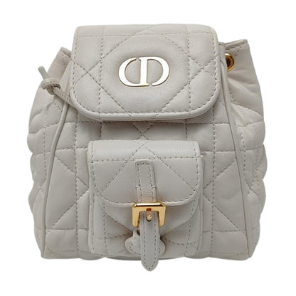 DIOR Dior Caro White Lamb Skin Woven Check Double Shoulder Bag Golden Hardware-(SKU)-969428669