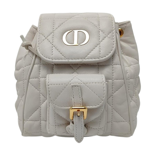 DIOR Dior Caro White Lamb Skin Woven Check Double Shoulder Bag Golden Hardware-(SKU)-969428669