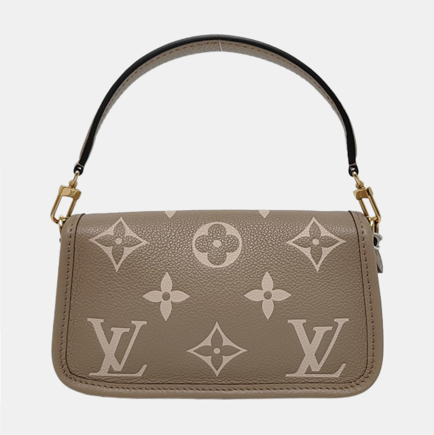 LOUIS VUITTON DIANE Nano Grey Calfskin Monogram Shoulder Bag Crossbody Bag Handbag Gold Hardware 2 Removable Straps Accessories Included-(SKU)-969434726