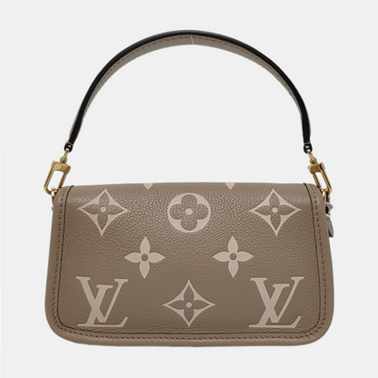 LOUIS VUITTON DIANE Nano Grey Calfskin Monogram Shoulder Bag Crossbody Bag Handbag Gold Hardware 2 Removable Straps Accessories Included-(SKU)-969434726