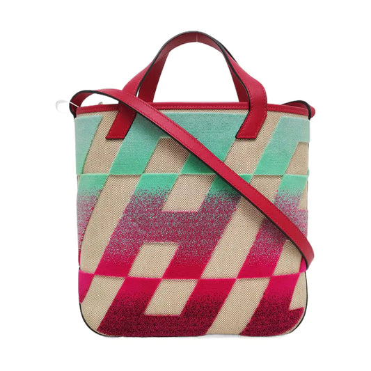 HERMÈS Cabas H En Biais Ivory Canvas Floral Single Shoulder Bag Handbag Z-(SKU)-969093795