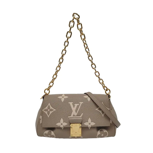 LOUIS VUITTON FAVORITE Gray Cowhide Embossed Shoulder Bag Crossbody 2 Removable Straps Golden Hardware-(SKU)-969275114