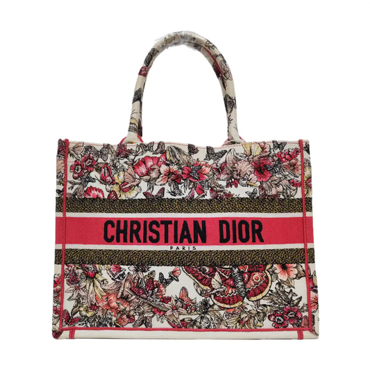 DIOR Book Tote Medium Multicolor Canvas Embroidered Handbag-(SKU)-969631760