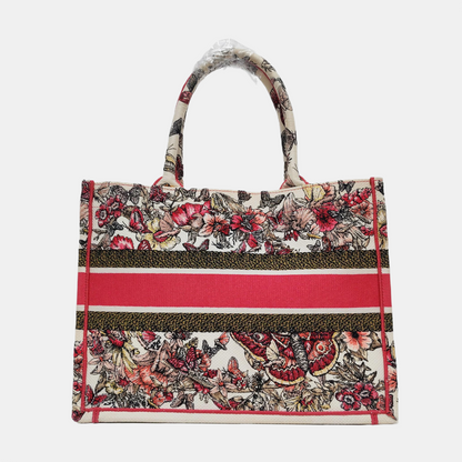 DIOR Book Tote Medium Multicolor Canvas Embroidered Handbag-(SKU)-969631760