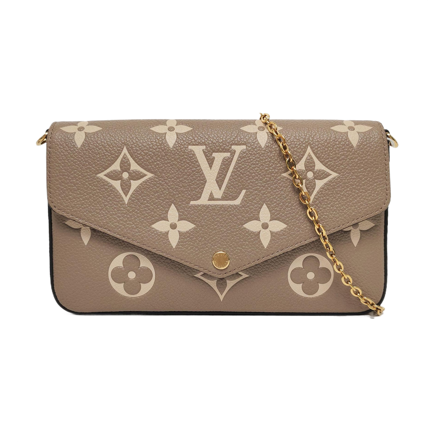 LOUIS VUITTON FÉLICIE Grey Calfskin Monogram Embossed 3-in-1 Shoulder Bag Crossbody with Removable Straps-(SKU)-969625454