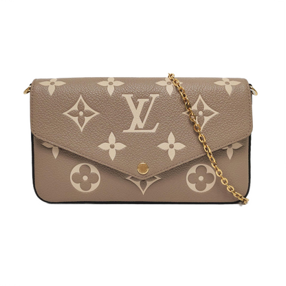 LOUIS VUITTON FÉLICIE Grey Calfskin Monogram Embossed 3-in-1 Shoulder Bag Crossbody with Removable Straps-(SKU)-969625454