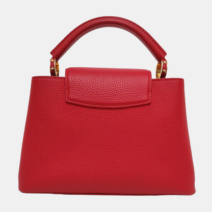 LOUIS VUITTON CAPUCINES BB Red Calfskin Single Shoulder Bag Handbag Crossbody Bag Gold Hardware Removable Shoulder Strap-(SKU)-969386488