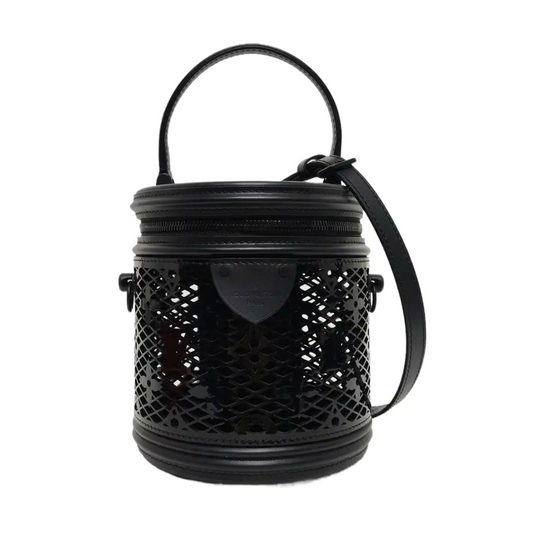 LOUIS VUITTON CANNES Black Calfskin Leather Monogram Cutout Money Can’t Buy Crossbody Shoulder Bag Tote Bag Black Hardware Removable Shoulder Strap-(SKU)-969797691