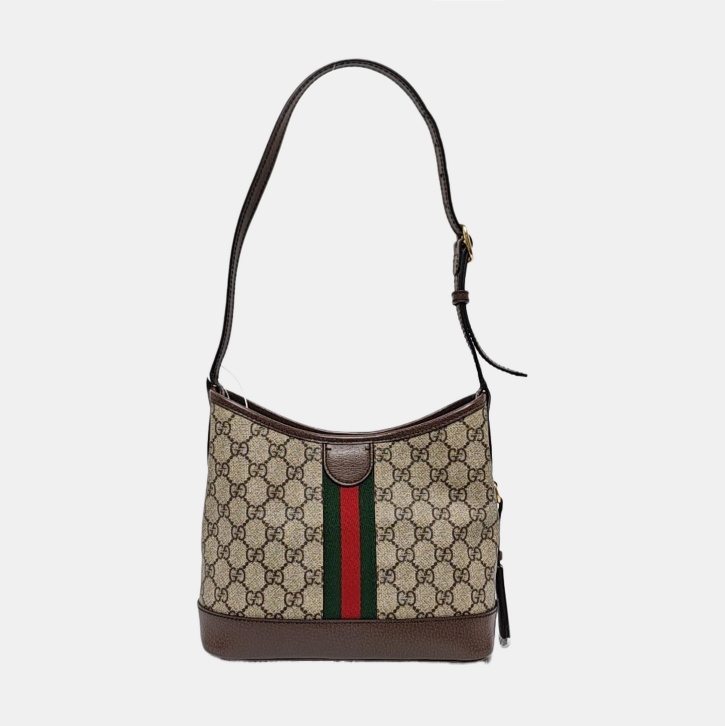 GUCCI Ophidia Beige Coated Canvas Monogram Print Shoulder Bag Handbag Golden Hardware-(SKU)-969653750