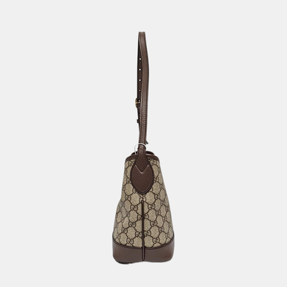 GUCCI Ophidia Beige Coated Canvas Monogram Print Shoulder Bag Handbag Golden Hardware-(SKU)-969653750