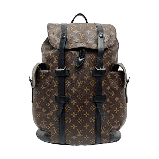 LOUIS VUITTON CHRISTOPHER Small Brown Coated Canvas Monogram Backpack with Silver Hardware-(SKU)-969646194