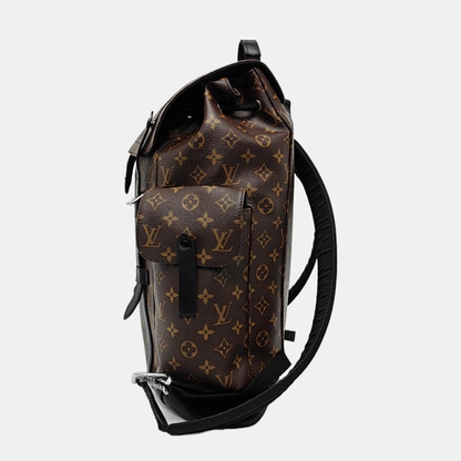 LOUIS VUITTON CHRISTOPHER Small Brown Coated Canvas Monogram Backpack with Silver Hardware-(SKU)-969646194