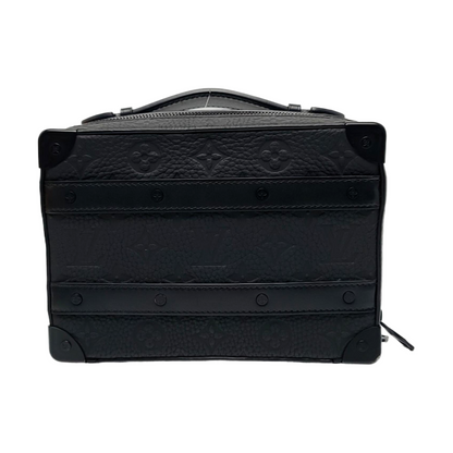 LOUIS VUITTON SOFT TRUNK Black Leather Monogram Black Crossbody Bag Single Shoulder Bag with Detachable Strap and Black Hardware-(SKU)-969594578