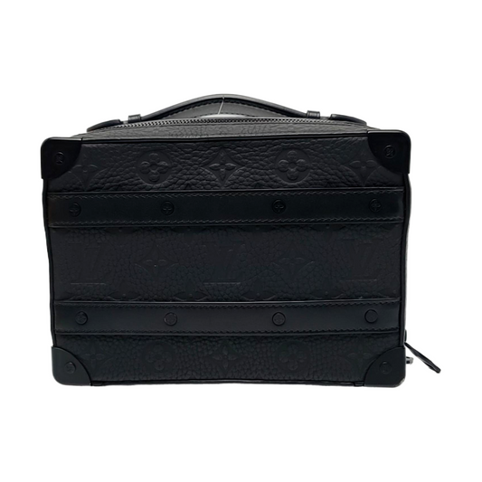 LOUIS VUITTON SOFT TRUNK Black Leather Monogram Black Crossbody Bag Single Shoulder Bag with Detachable Strap and Black Hardware-(SKU)-969594578