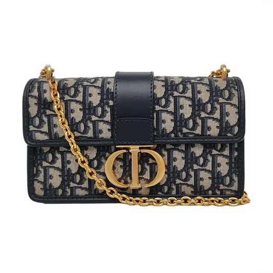 DIOR 30 Montaigne East-West blue canvas Monogram jacquard Montaigne bag shoulder bag crossbody bag removable shoulder strap-(SKU)-969790109