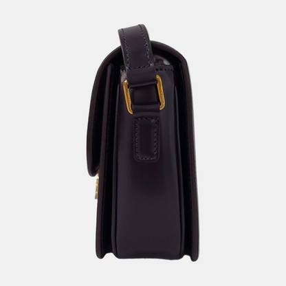 CELINE TRIOMPHE Dark Purple Calf Leather Triumph Monogram Single Shoulder Bag Golden Hardware-(SKU)-969606927