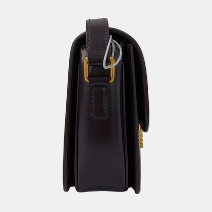 CELINE TRIOMPHE Dark Purple Calf Leather Triumph Monogram Single Shoulder Bag Golden Hardware-(SKU)-969606927