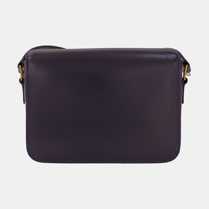 CELINE TRIOMPHE Dark Purple Calf Leather Triumph Monogram Single Shoulder Bag Golden Hardware-(SKU)-969606927