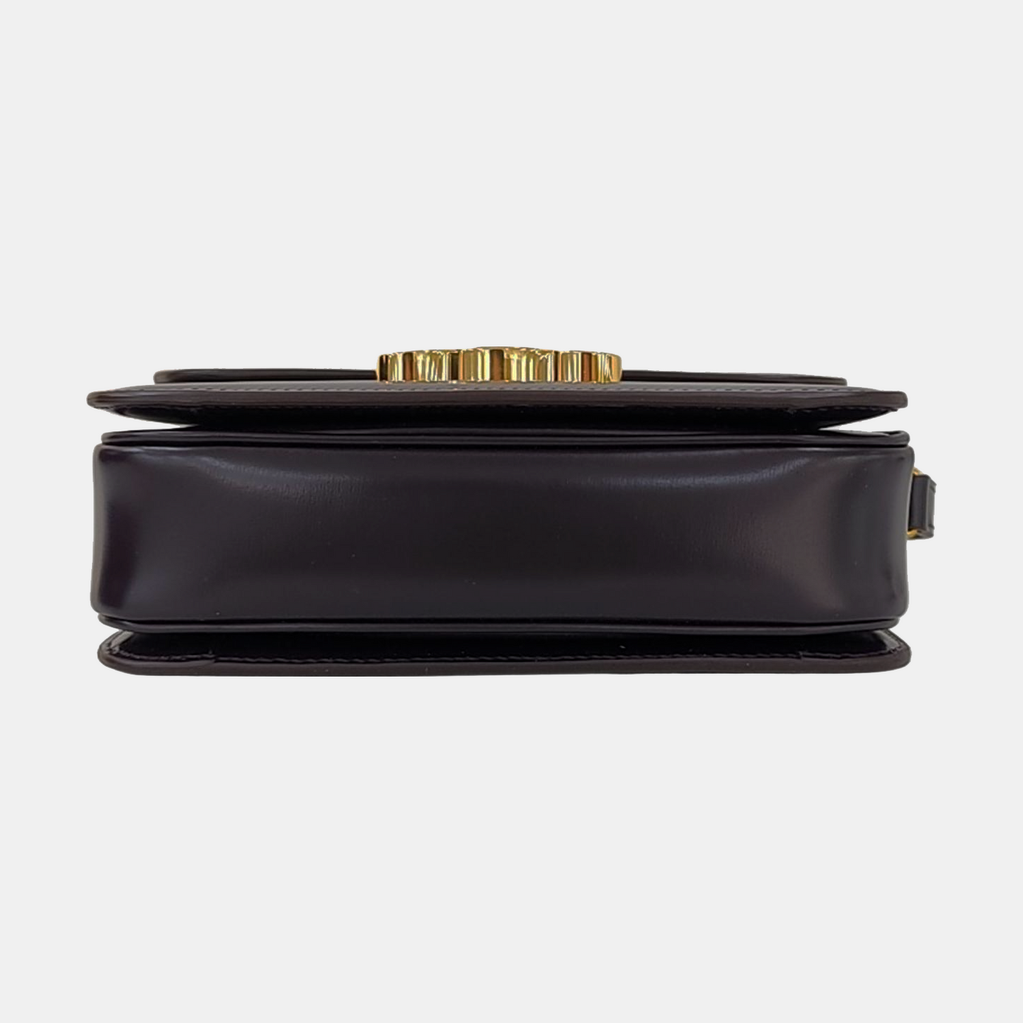 CELINE TRIOMPHE Dark Purple Calf Leather Triumph Monogram Single Shoulder Bag Golden Hardware-(SKU)-969606927