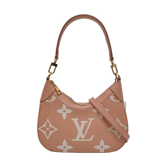LOUIS VUITTON BAGATELLE Pink Calfskin Monogram Embossed Shoulder Bag Crossbody Tote Bag Gold Hardware 2 Removable Straps-(SKU)-969784927