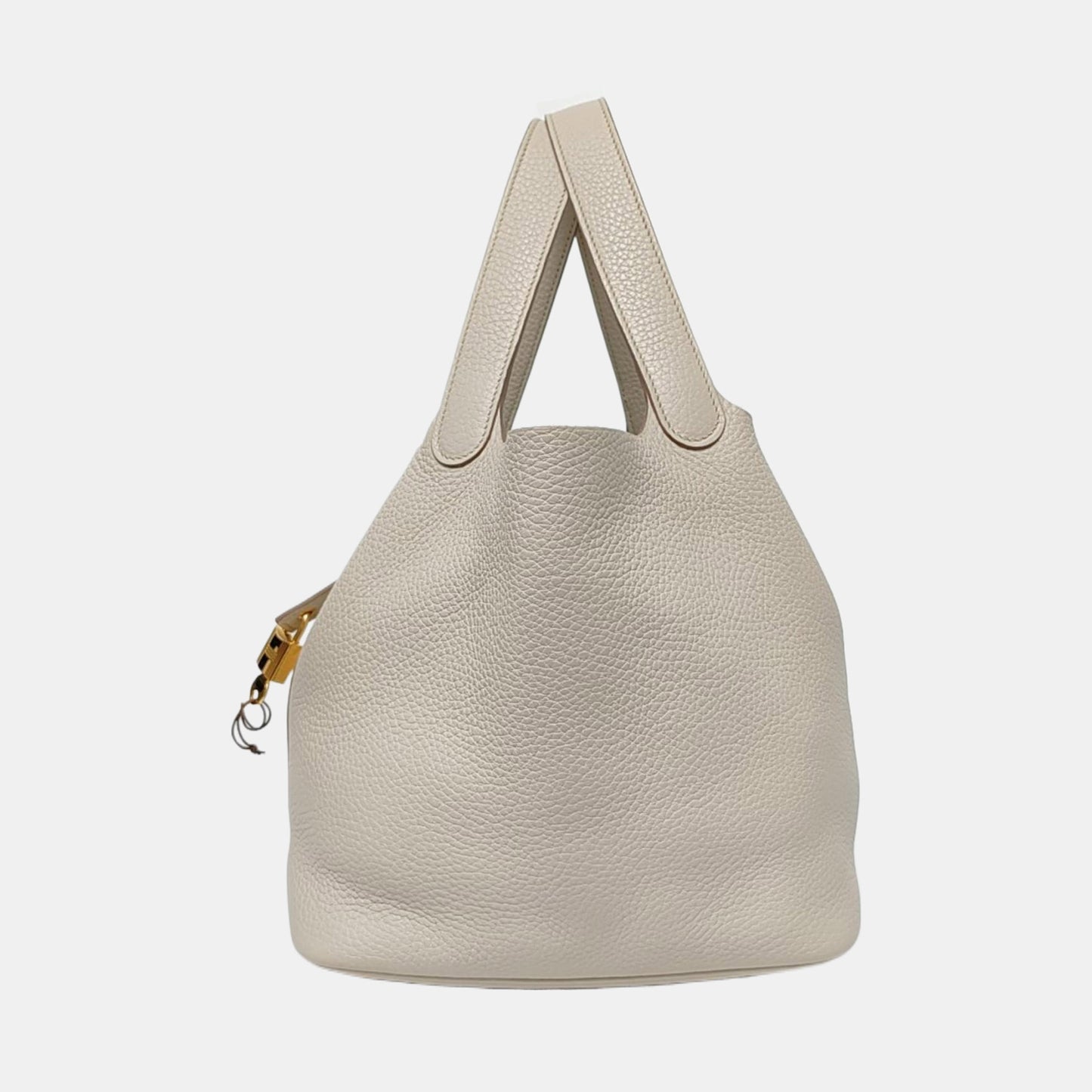 HERMÈS Picotin Lock 22 Cream White Clemence Leather Market Basket Tote Bag with Gold Hardware C-(SKU)-969979907