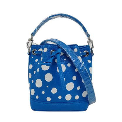 LOUIS VUITTON NOÉ Blue Leather Monogram Damier Embossed Shoulder Bag Crossbody with Detachable Strap-(SKU)-969772208