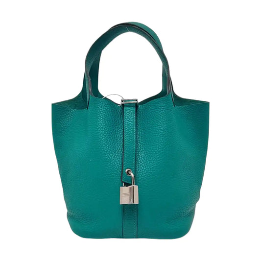 HERMÈS Picotin Lock 18 Verona Green Clemence Calfskin Market Bag Silver Hardware T Stamped-(SKU)-961496926
